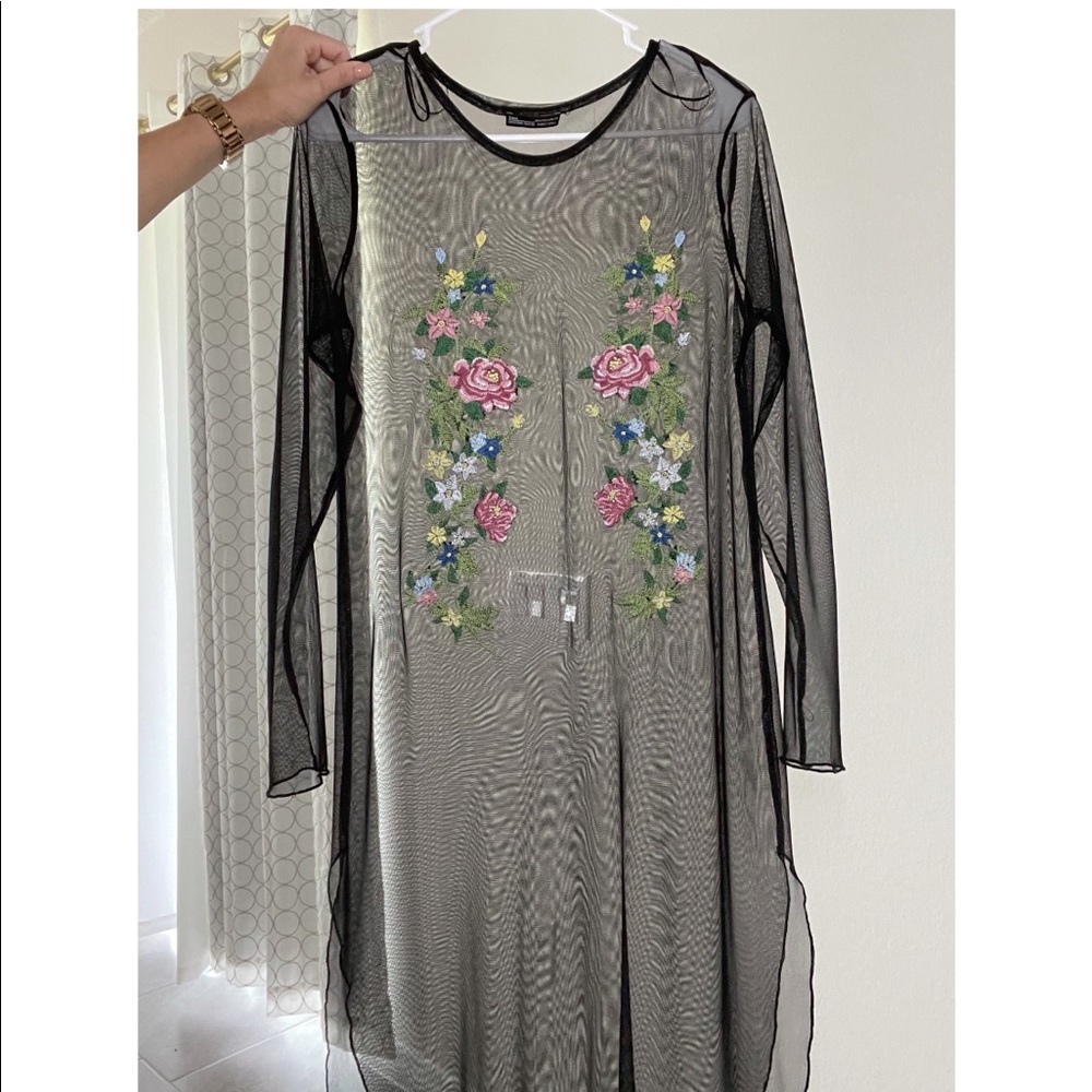 Black floral shirt